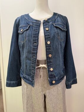 WHBM Women's Cropped Blue Denim Jacket
